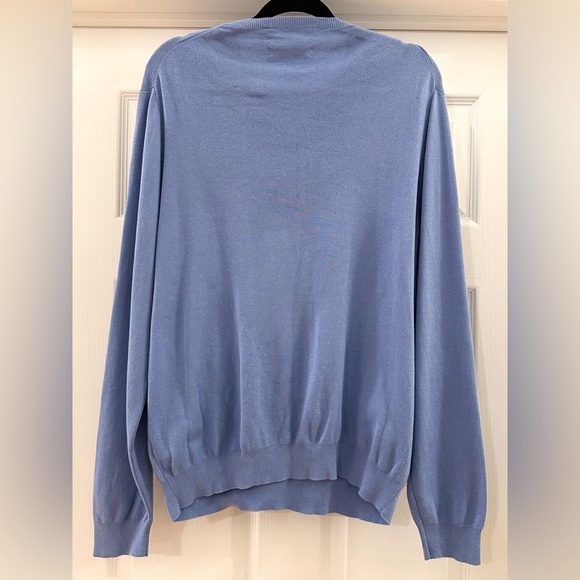 Polo by Ralph Lauren V Neck 100% Pima Cotton Pullover Sweater Blue sz XL - Picture 9 of 9